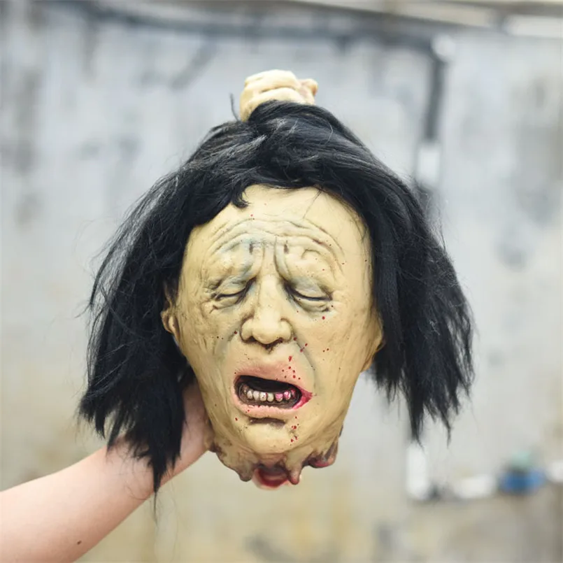 

Halloween Prank Supplies Haunted House Hanging Ghost Head Decor Escape Room Simulation Human Head Beheading Creative Tricky