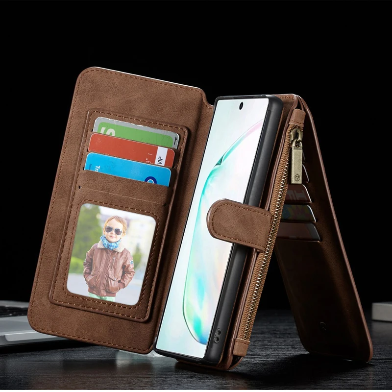 

CaseMe Phone Case For Samsung Galaxy Note 10 Plus Magnetic Flip Zipper Wallet Leather Vintage Mobile Bag For Galaxy Note 10