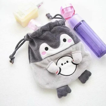 

1PC Drawstring Bundle Pocket Cute Cartoon Penguin small Item Storage Bag Cosmetic Plush Storage Bag Sorting Bag