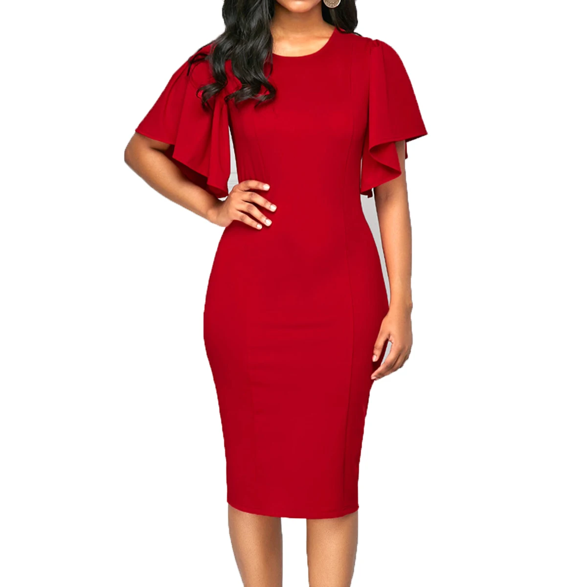Женское мини-платье с круглым вырезом повседневное Элегантное короткое платье