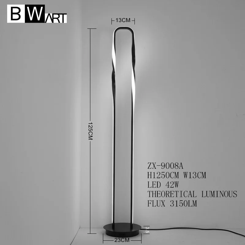 BWART, современный светодиодный торшер, алюминиевый Торшер для гостиной, спальни, столовой, крыльца, стоячий светильник, напольный светильник - Цвет абажура: ZX-9008A