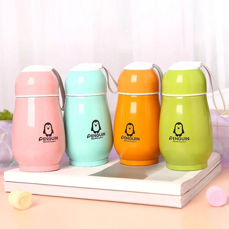 Stainless Steel Cartoon Children's Penguin Thermos Pot Belly Tea Cup 180ml Bottle for Kids | Дом и сад