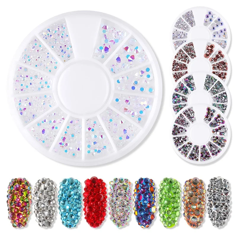 

Mixed Size Nail Stone AB Color Rhinestone Irregular Beads Charms Manicure Nail Art Decorations Crystals In Wheel Nail Supplies