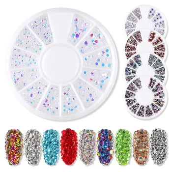 

Mixed Size Nail Stone AB Color Rhinestone Irregular Beads Charms Manicure Nail Art Decorations Crystals In Wheel Nail Supplies
