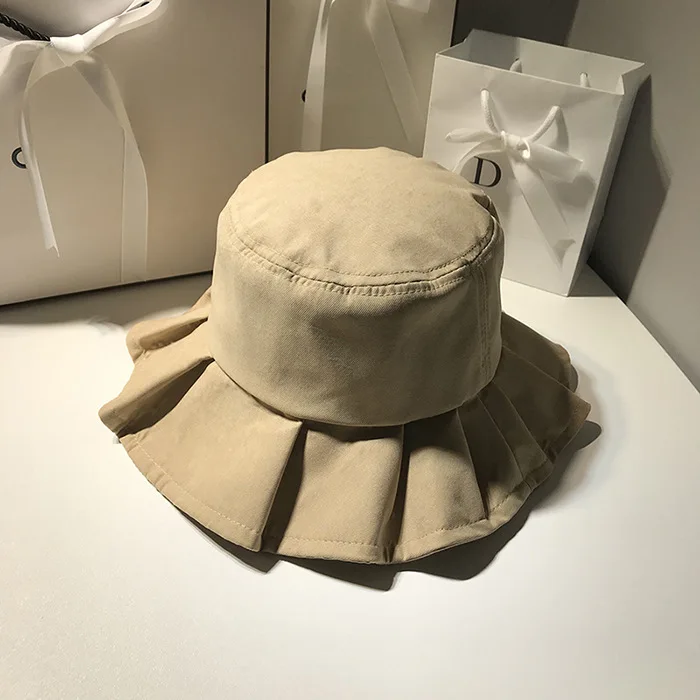 Элегантная волнистая Рыбацкая шляпа женская летняя Корейская версия прилива японская простая мягкая девушка Солнцезащитная шляпа от солнца Рыбацкая шляпа
