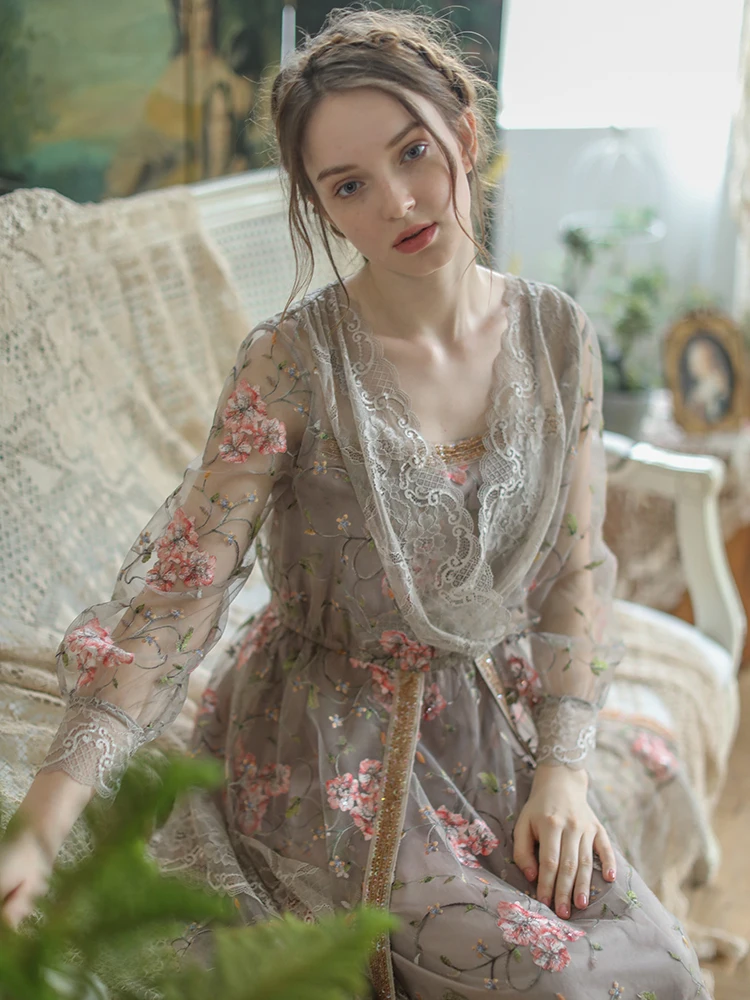 Spring Summer Autumn Dress Women Vintage Elegant