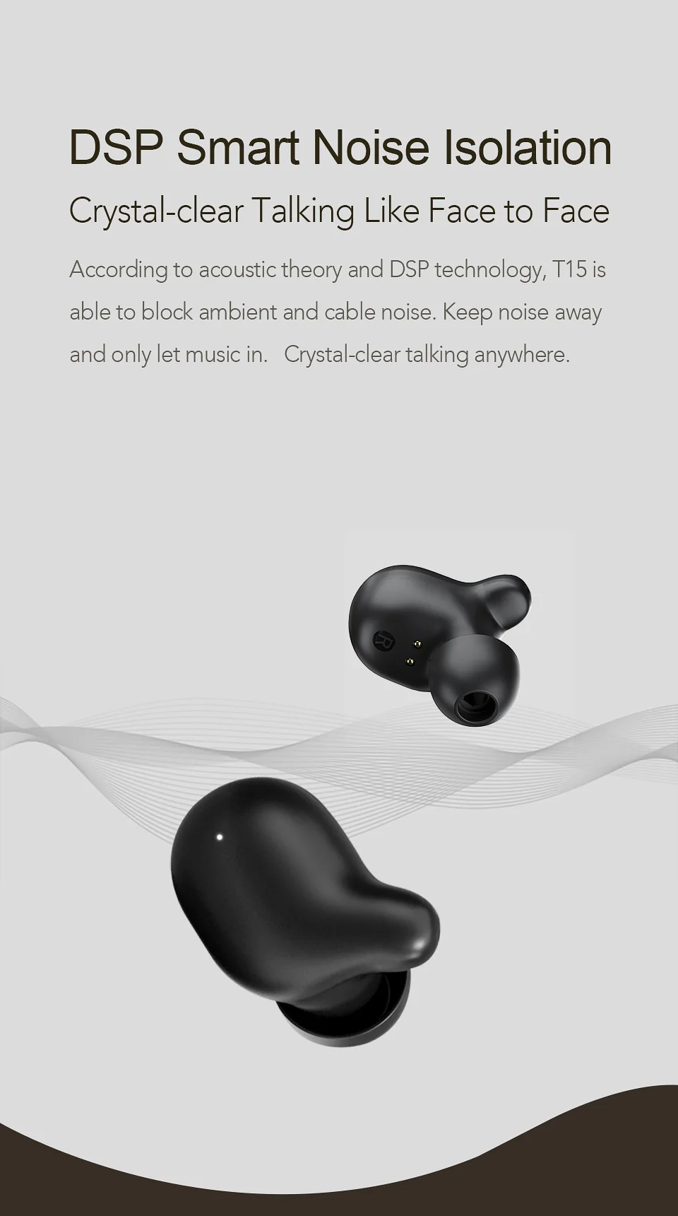 Haylou t15 2200mah touch control wireless headphones hd stereo noise lsolation bluetooth earphones with battery level display