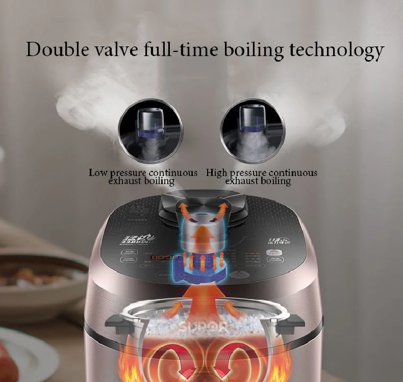 instant pot Supor pressure cooker Pot 220V 5L Rice Cooker intelligent 2200W IH Double inner pot multifunctional electric cooker