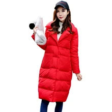 Женский длинный пуховик, зимний пуховик, женский пуховик, Женский Повседневный Белый пуховик, женская верхняя одежда красного цвета