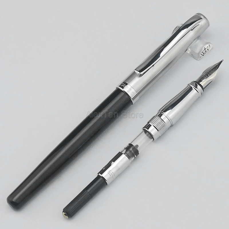 Duke High Grade Stainless Steel Fountain Pen 209 Advanced 22KGP Medium Nib 0.7mm Bright Black Gift Writing Pen duke 209 medium nib fountain pen metal advanced steel writing gift pen pure silver color business stationery gf003