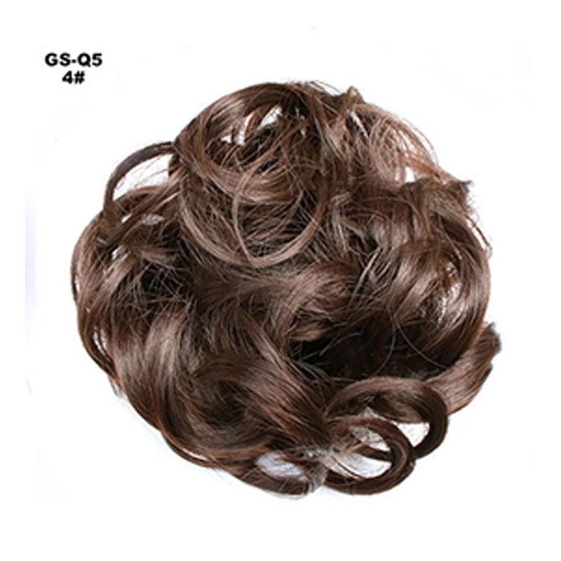 Вьющиеся резинки для волос шиньон с резинкой коричневый серый синтетические волосы кольцо обертывание для волос конские хвосты - Цвет: 4