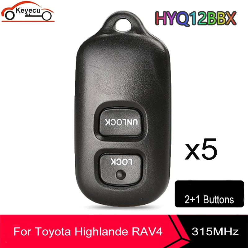 

KEYECU 5pcs Remote Car Key fob 2+1 /3 Button for Toyota HYQ12BBX Highlander Camry Solara Corolla Sienna 2002 -2007 315mhz