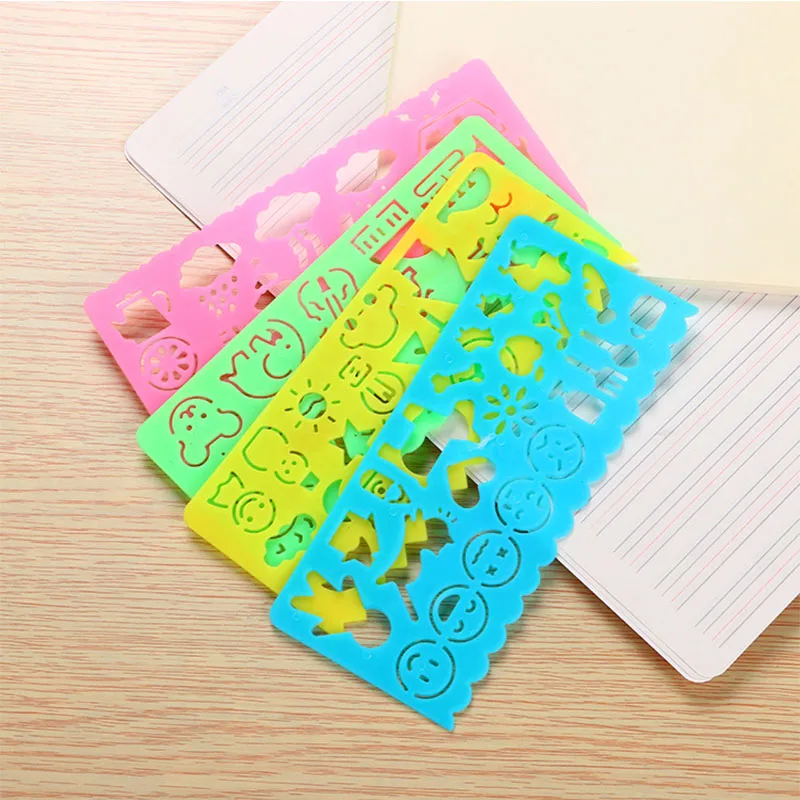 4Pcs/Set Kawaii Cartoon Drawing Ruler for Kids Gifts Multifunction Ruler Puzzle Teach Tools School Supplies Stationery 15x6CM