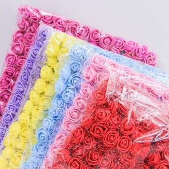 

144pcs 2cm Multicolor Foam Roses Artificial Flowers Bouquet Valentines Day Gift Fake Flower Roses Gray Home Wedding Decoration