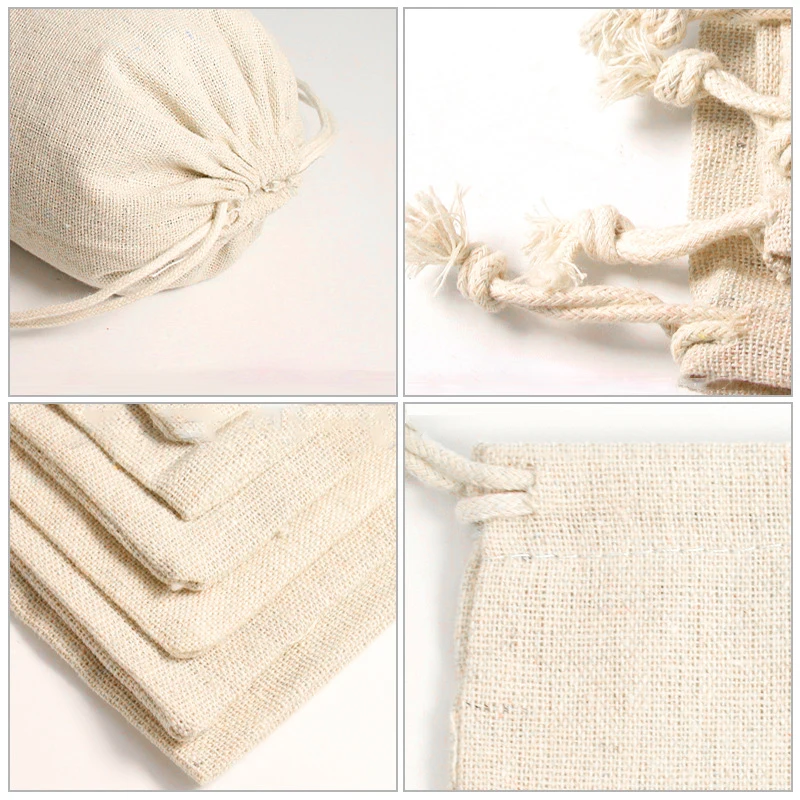 

Portable 10pcs Linen Drawstring New Wedding Party Bag Kitchen Storage Bags 15*20CM Home Garden Supplies
