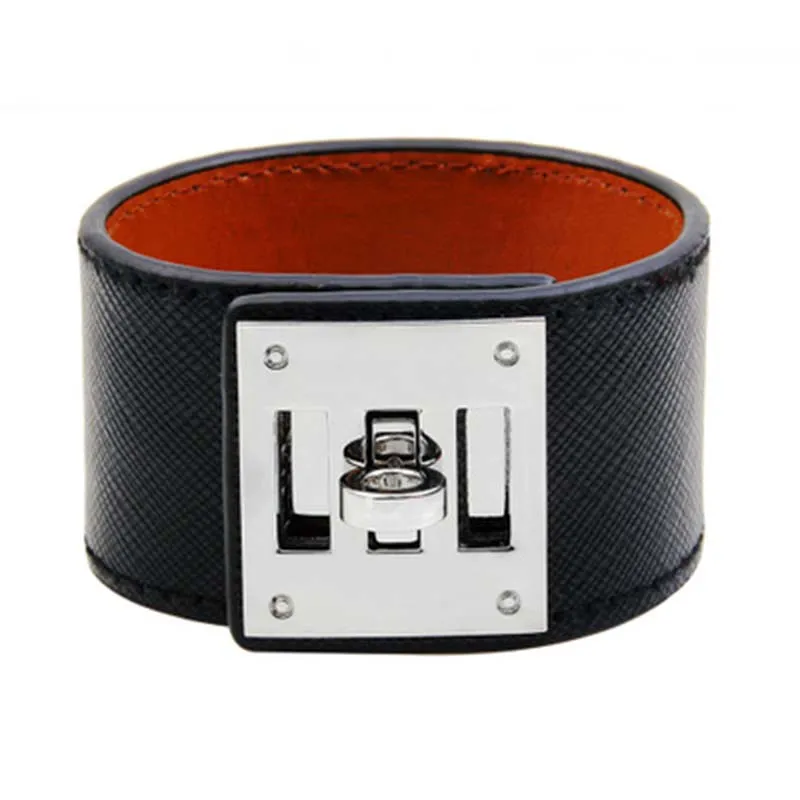 Женский широкий кожаный браслет на запястье в европейском стиле массивное