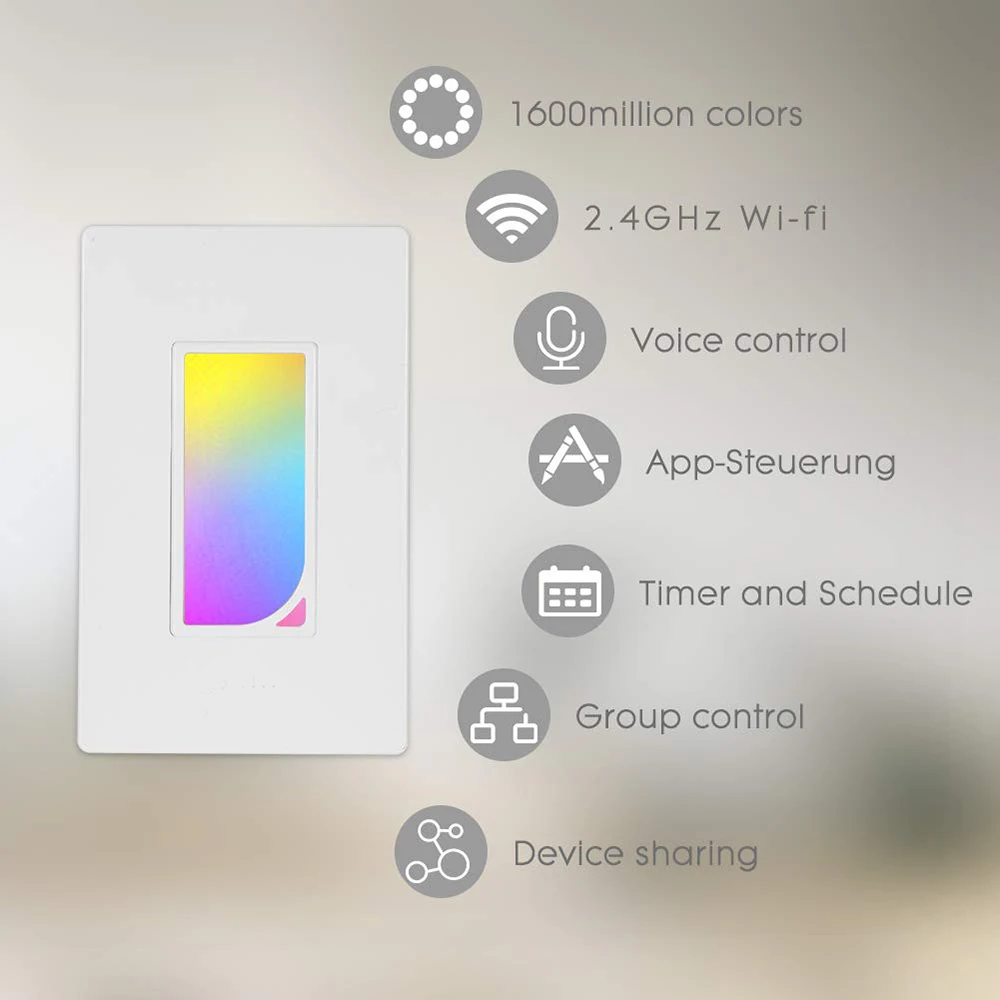 Wifi-патрон, умный свет сенсорный выключатель ночник rgb настенный светодиодный светильник выключатели таймер дистанционное управление голосовым приложением работа с Google Home Alexa