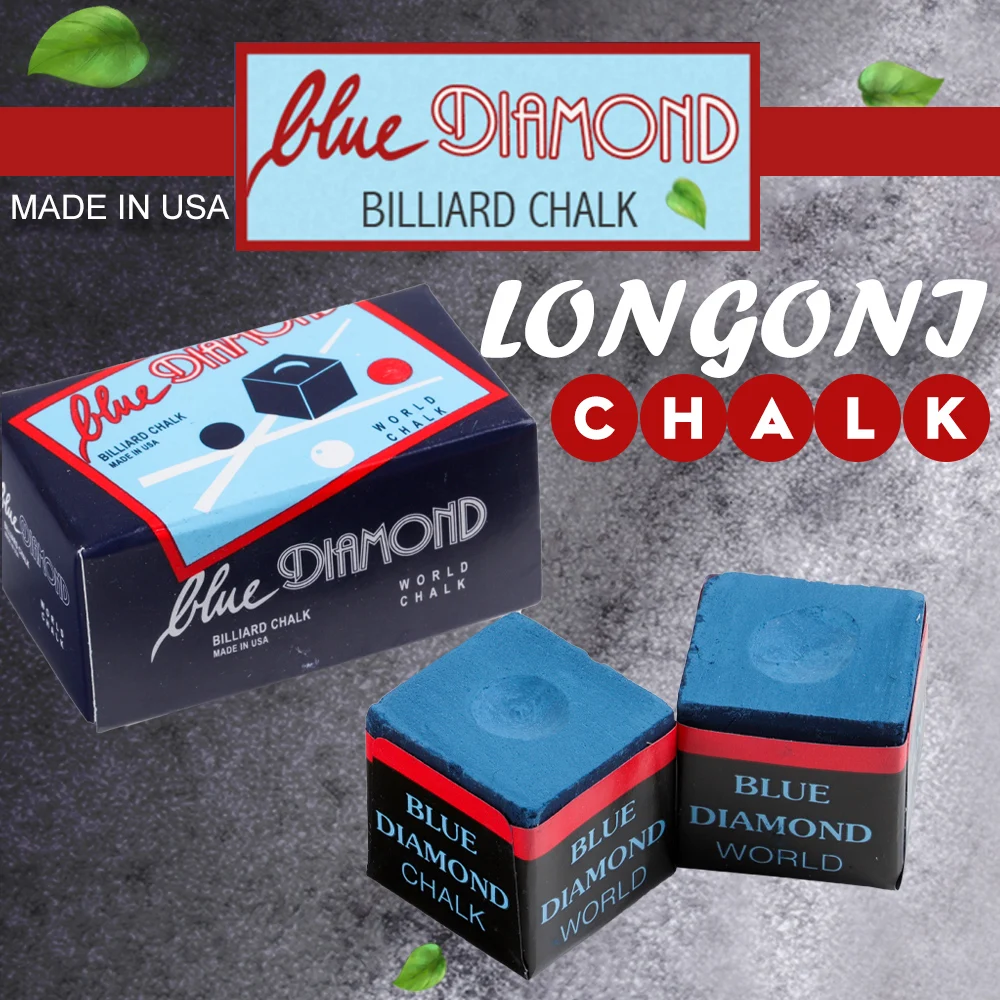 LONGONI Blue Diamond Billiard Chalks 2 Pcs in Box Oily Billiard Accessories 