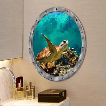 

Sea Turtle Wall Sticker Multicolor Flat Removable Underwater World 3D PVC Wallpaper Home Decorations