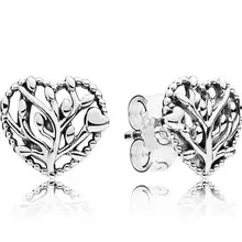 Серебряные серьги из натуральной 925 пробы, ажурные серьги-гвоздики с цветущими сердечками для женщин, подарок на свадьбу, модное ювелирное изделие