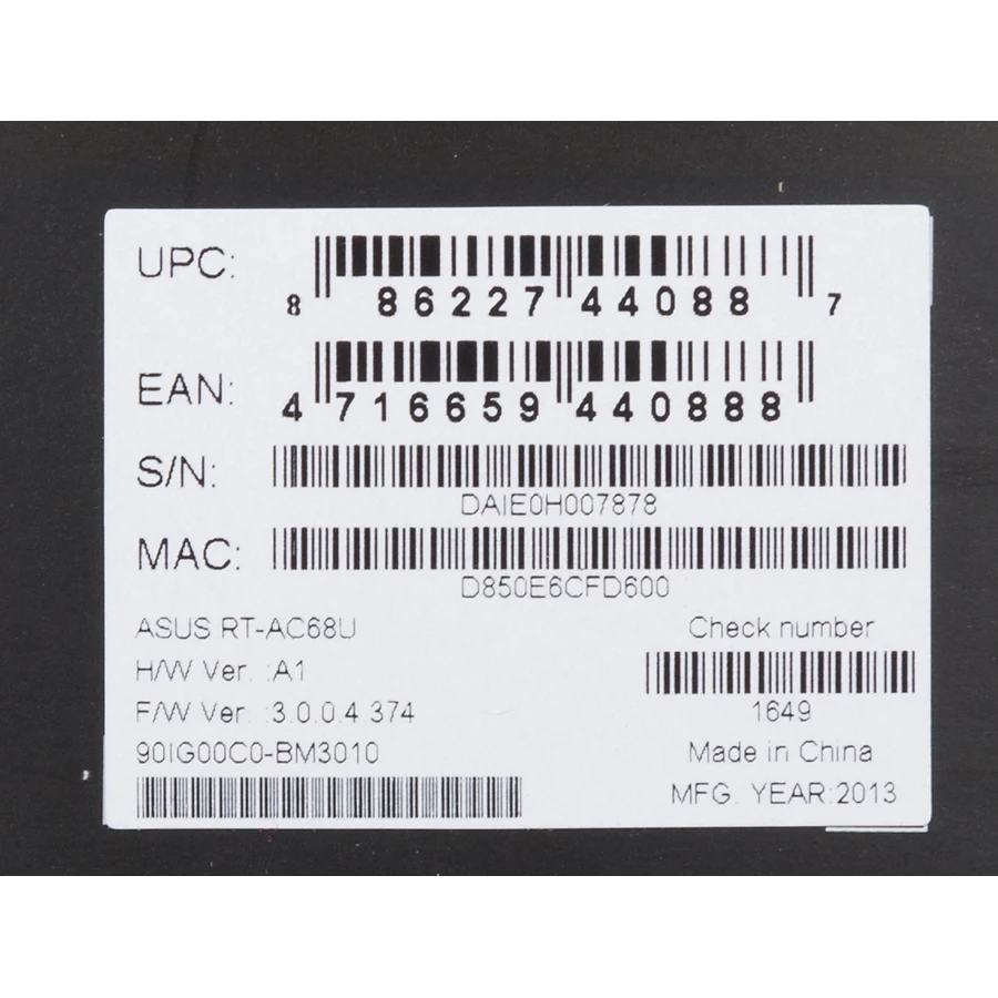 Роутер беспроводной Asus RT-AC68U AC1900 10/100/1000BASE-TX черный