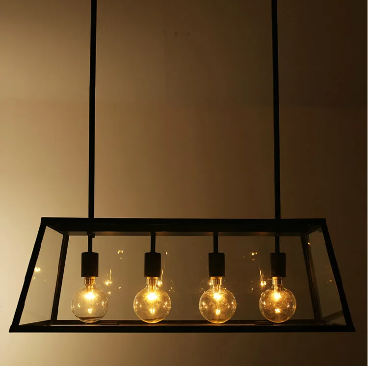 Американский винтажный прозрачный стеклянный подвесной светильник, Европейский Промышленный минимализм, ОКРАШЕННЫЙ ЖЕЛЕЗНЫЙ светодиодный подвесной светильник s для столовой
