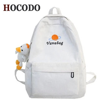 

2019 New Corduroy Women Backpack Pure Color Women Travel Bag Fashion Double Backpack Female Bagpack College School Bagpack