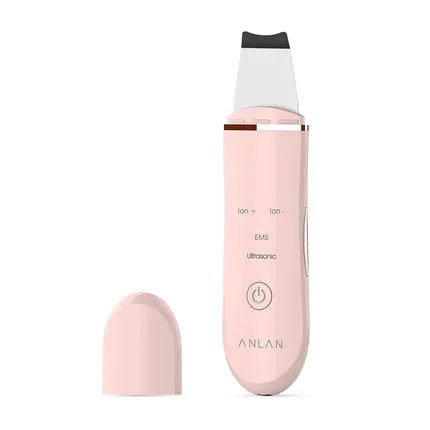 ANLAN Ultrasonic Skin Scrubber Deep Face Cleaning Machine Peeling Shovel Facial Pore Cleaner Face Skin Scrubber Lift Machine Pink