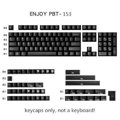 Enjoypbt 153 клавиши/комплект черный цвет крышка ключа ABS двойная съемка Механическая