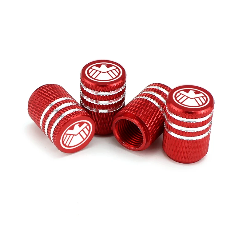 

4 pcs Universal Aluminum Car Tire Valve Core Caps Wheel Valve Stem Cap Dust Cover S.H.I.E.L.D. for Skoda Karoq Subaru Outback