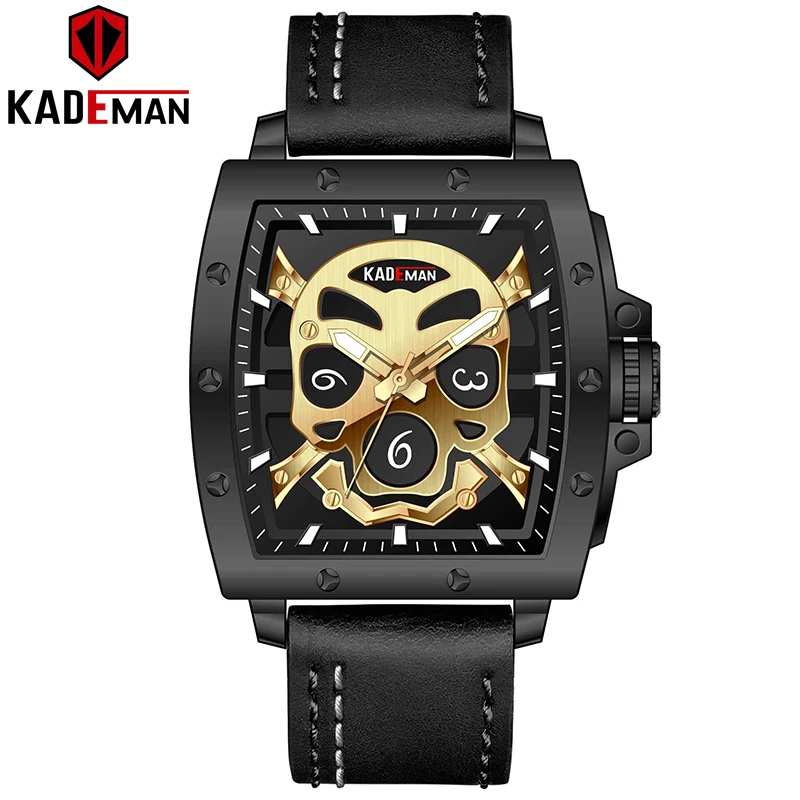 

408 Kademan new men watch top brand military sports watch men leather waterproof clock quartz watch new innovative gold magneti