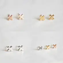 Модные серьги-гвоздики в стиле панк из нержавеющей стали с крестом, миниатюрные маленькие серьги-гвоздики в виде креста, минималистичный подарочный набор украшений для ушей из розового золота и серебра