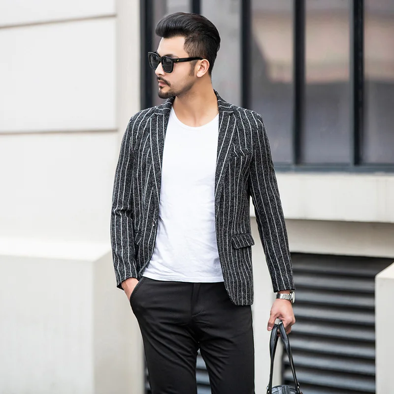Zogaa 2019 New Men's Smart Casual Suits Men's Slim Men's Blazer Suits Men's Korean Style Striped 3 Color Men's Small Suits Zogaa 2019 New Men's Smart Casual Suits Men's Slim Men's Blazer Suits Men's Korean Style Striped 3 Color Men's Small Suits