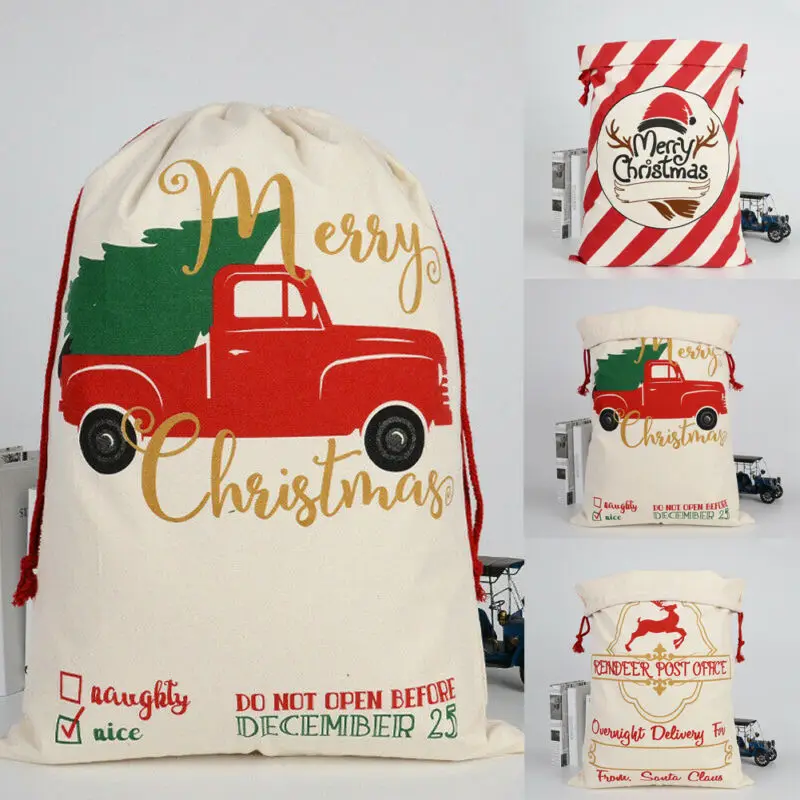 

Large Canvas Santa Sack Father Christmas Gift Bags Present Bag Red Xmas Toy Tree Stocking Gift Holders