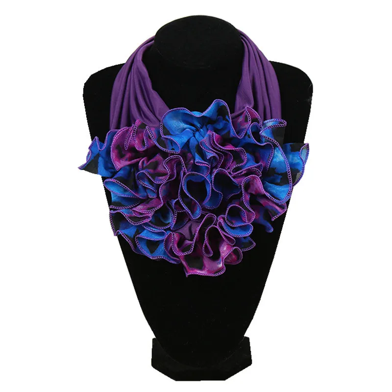 New Trend Women Scarf Floral Collar Scarf Luxury Big Flower Neckerchief Ring Neck Scarves Fashion Bandana Head Hijab For Ladies - Цвет: AY2