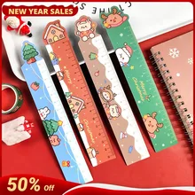 

4pcs/Set Cartoon Ruler 15cm Christmas Magnetic Ruler Soft Ruler Primary School Drawing Learning Measuring Tool Kawaii DIY Ruler