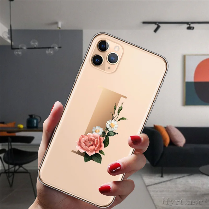 Case For iPhone 12 11 Pro XS Max 8 7 Plus 6S X XR SE 2020 12Mini Floral Gold English Initial Alphabet Letter Soft Silicone Cover- H450690b5298c478b9c459907557b0ab3n