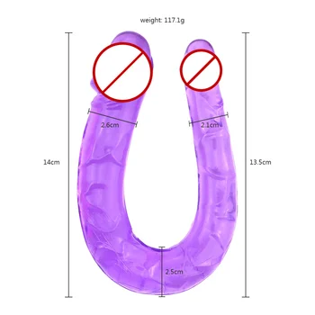 Double U Shape Soft Jelly Dildos Vagina Anal Plug Artificial Penis Sex Toys For Couples Women Gay Lesbian Masturbators 5