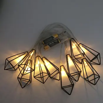 

10 LED Light 2M String Wrought iron diamond Lamp Battery Operated Copper Wire Christmas Decor Light for Home Wedding Party