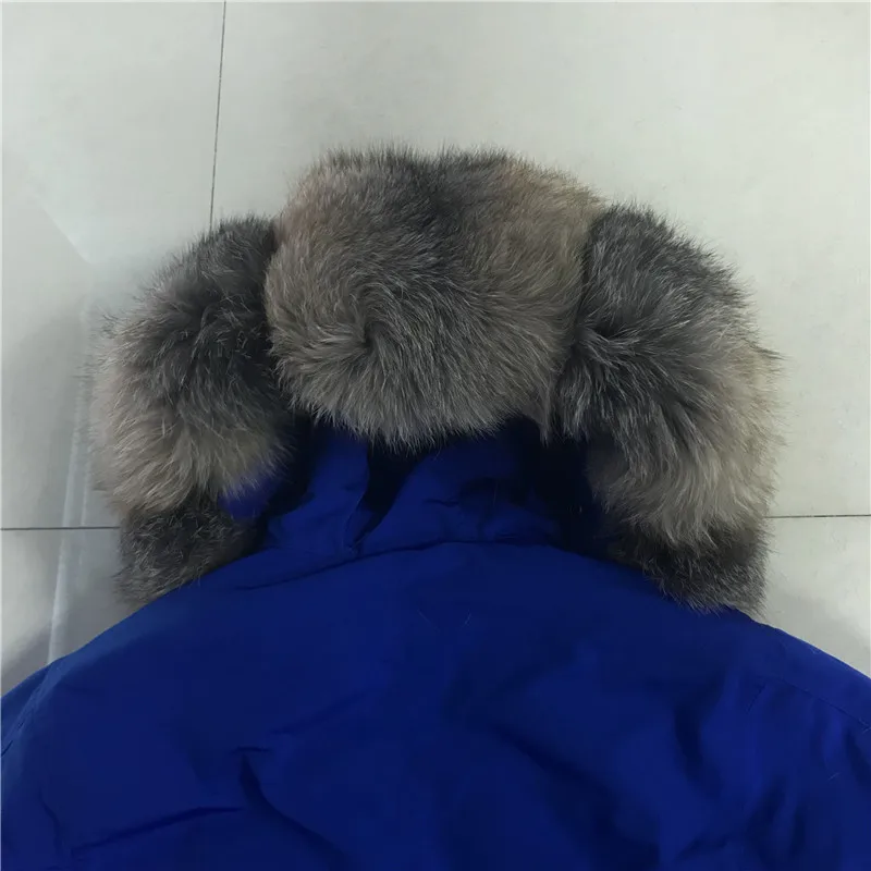 Brigth Blue Россия зимняя меховая парка с худи лиса Женская длинная меховая одежда