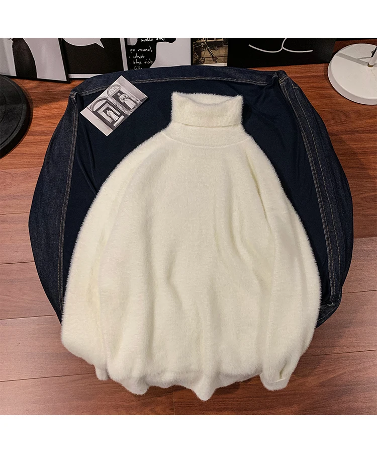 Winter Thick High Collar Sweater Men's Warm Fashion Solid Color Casual Knit Pullover Men Knitting Sweaters Male Sweter Clothes