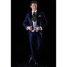 Для мужчин Костюмы Блейзер с брюками Slim Fit Повседневное пальто для свадьбы шаферы, Женихи костюм со смокингом, Для мужчин 3 предмета(куртка+ штаны+ жилет