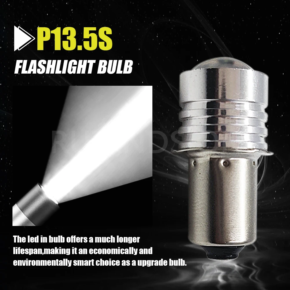 P13.5S PR2 0.5W 150Lm DC 3V 4.5V 6V 10V-30V 12V 24V 3030SMD Bulb Flashlight Replacement Part Bike Torch LED Lampshade White 1Pcs