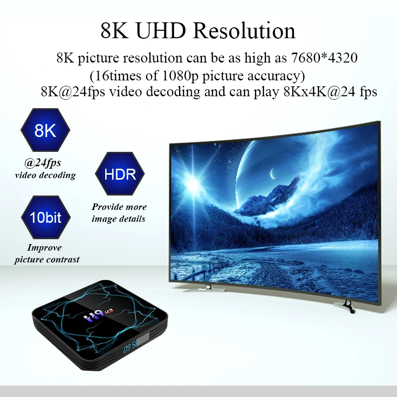 ТВ приставка Amlogic S905X3 Android 9 0 8K H.265 медиаплеер 3D видео 2 4G и 5 8G Wi Fi 4 Гб ОЗУ 32 ГБ 64