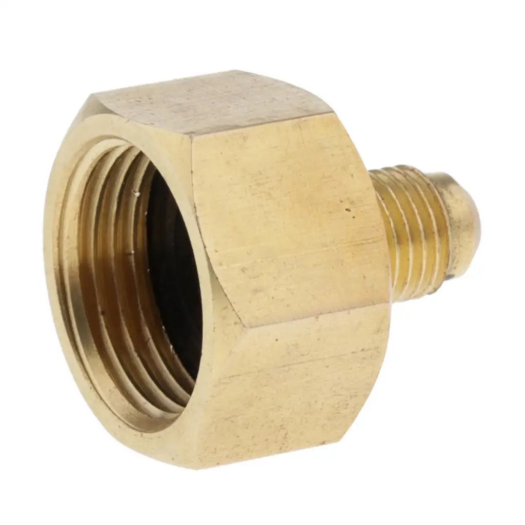 Brass Refrigerant Tank Adapter Vacuum Pump Adapter Fittings W21 to 1/4'' SAE