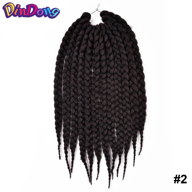 DinDong косы с крючком, косички с синтетическими волосами, 12, 18, 22 дюйма, блонд, коричневый, бордовый цвет волос для черных женщин - Цвет: #2