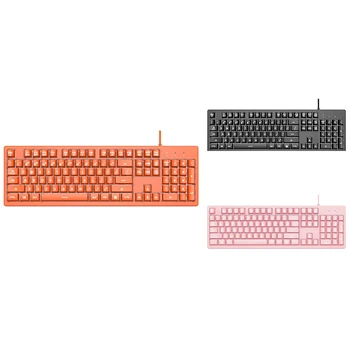 

White Backlit Mechanical Feel Membrane Gaming Keyboard, Wired 104 Keys for Gaming Office and Typing