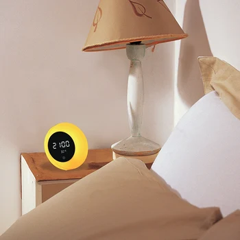

Digital Alarm Clock Wake Up Night Light Table LED Lamp Electronic Clock Despertador Temperature Display with 4 Species Sounds