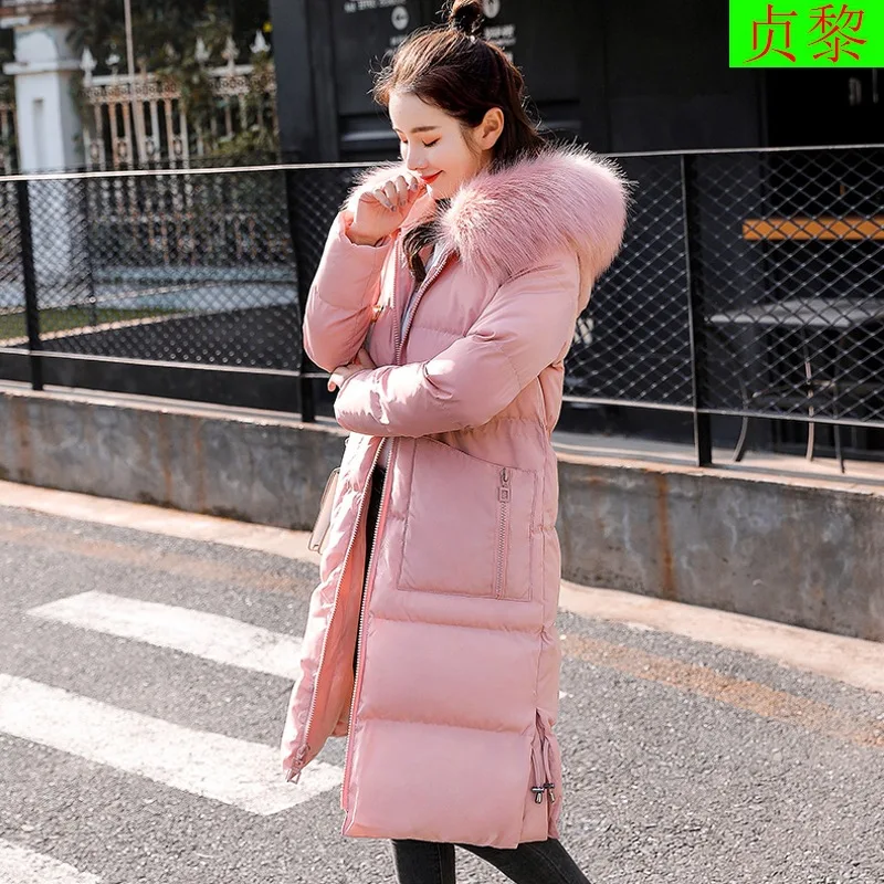 

Sweet Cotton Coat Women's Mid-length Korean-style 2018 Winter New Style Waist Hugging Slimming over-the-Knee CHIC Cotton-padded