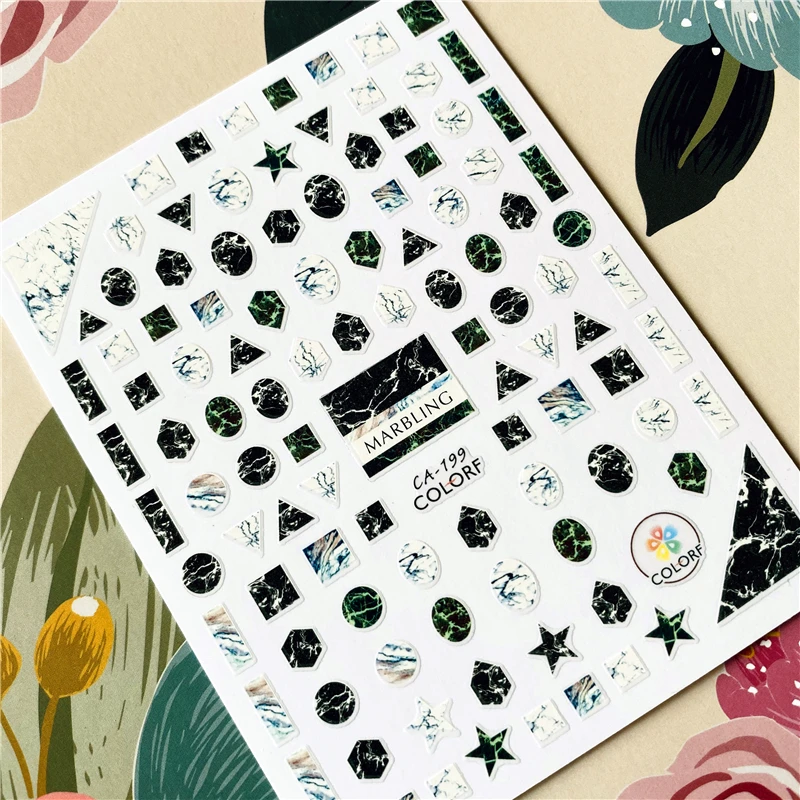 CA-172 to 210 English letters A-Z Flower 3D Back glue Nail decal Nail sticker Nail decoration Nail art Nail tool Nail ornament - Color: CA-199